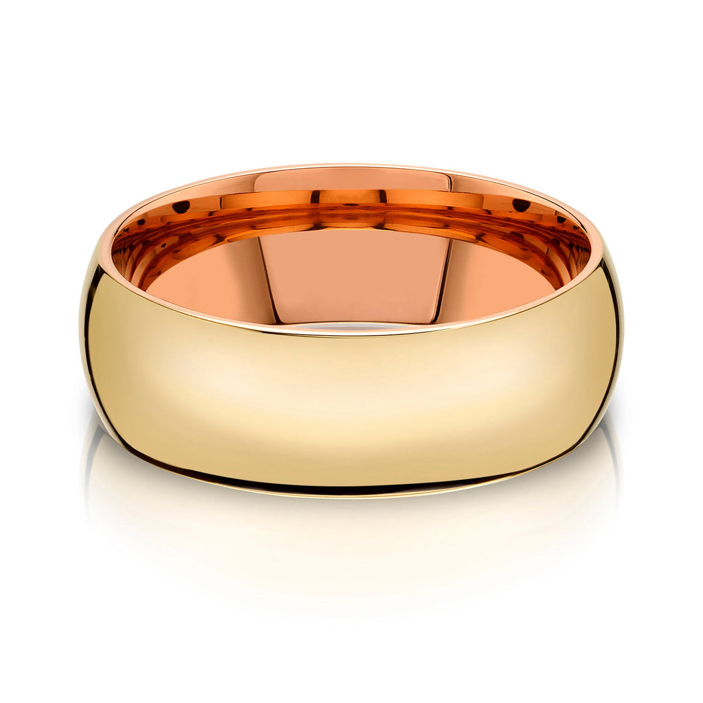 Classic Dome Polished Band in 2-Tone 14k Yellow & Rose Gold (8mm)