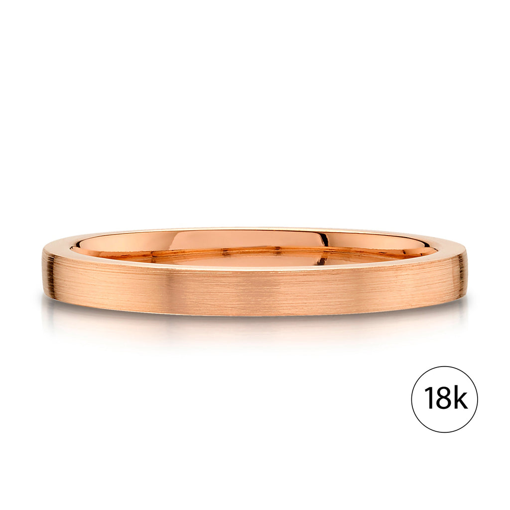 Flat Brushed Band in 18k Rose Gold (2mm)