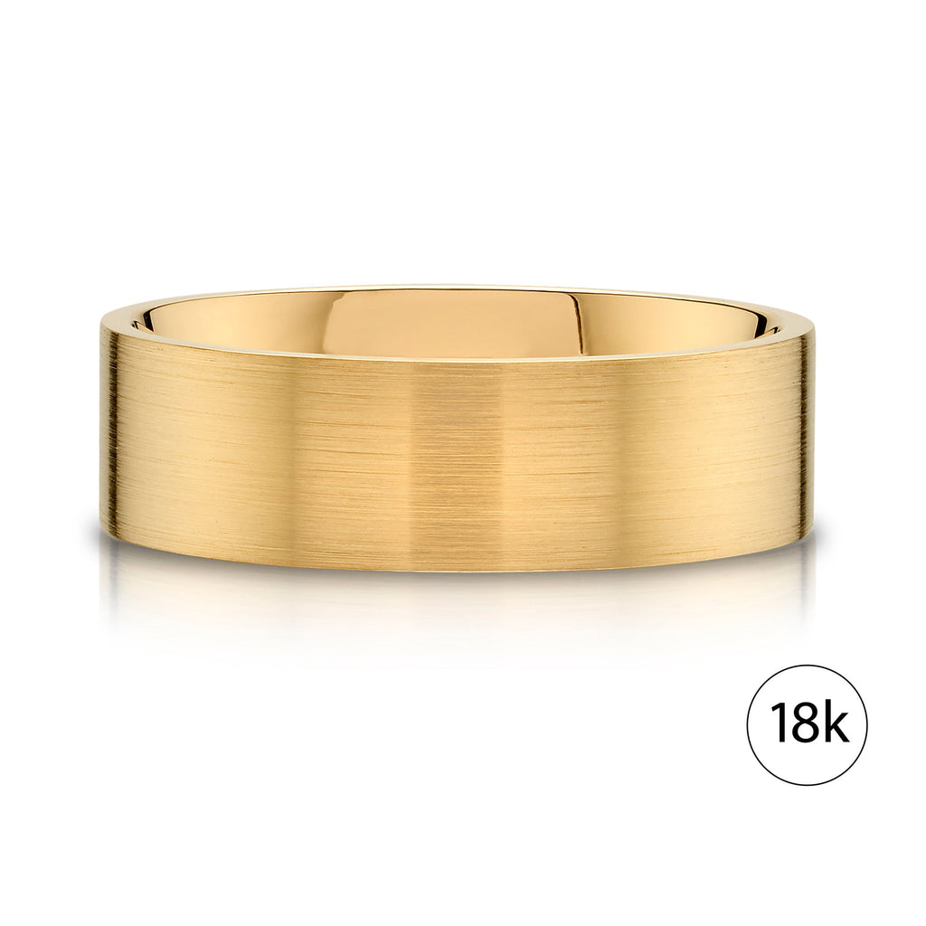 Flat Brushed Band in 18k Yellow Gold (8mm)