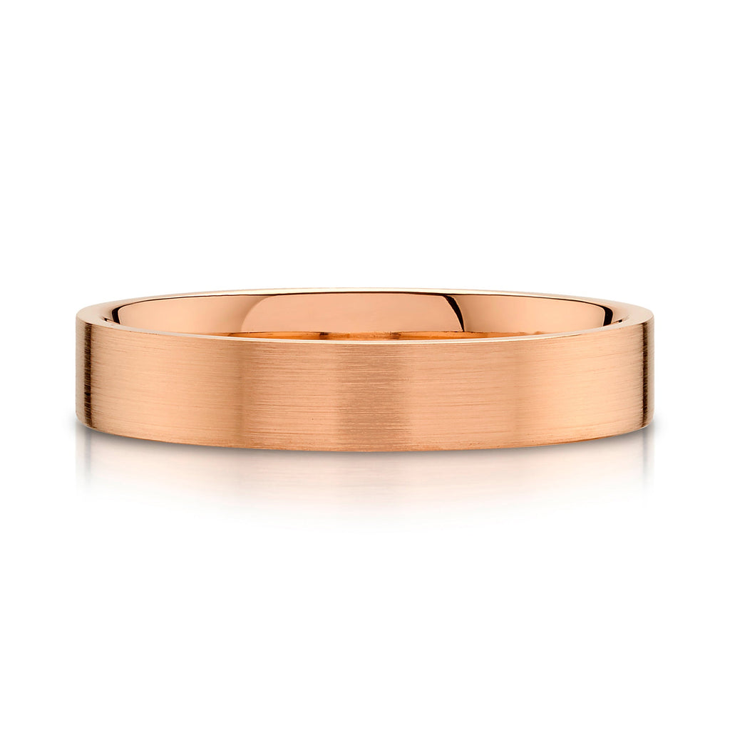 Flat Brushed Band in 14k Rose Gold (4mm)