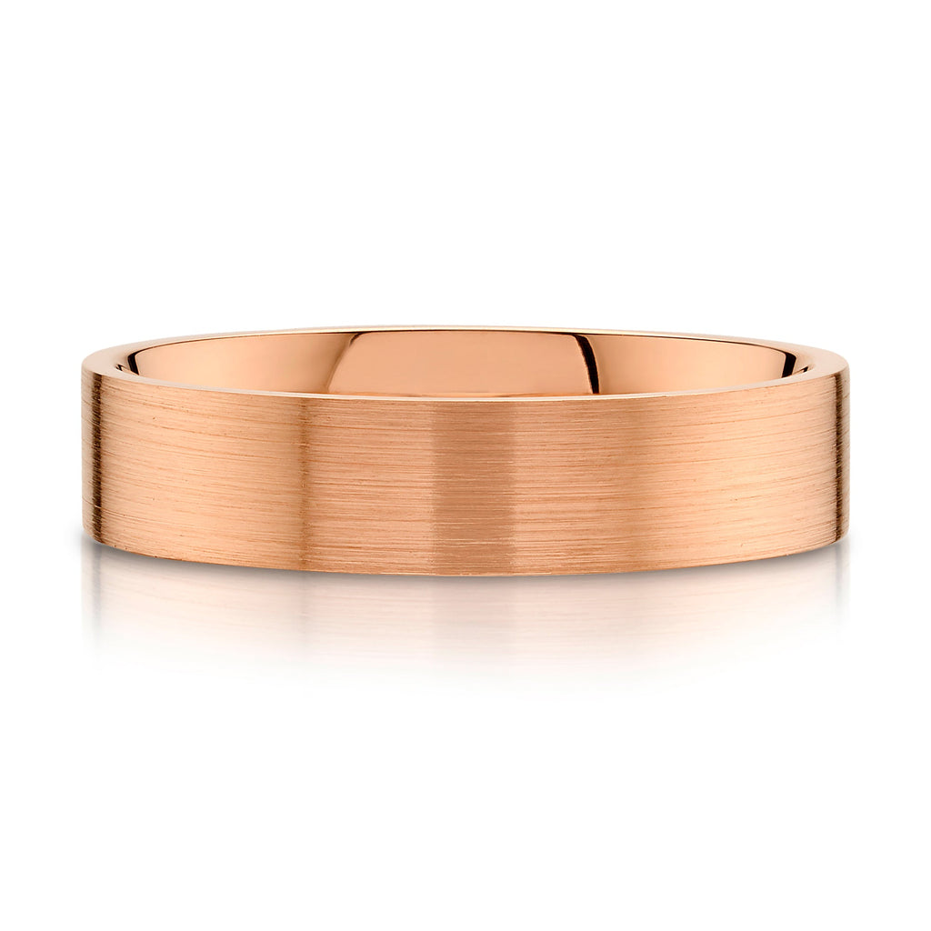 Flat Brushed Band in 14k Rose Gold (5mm)