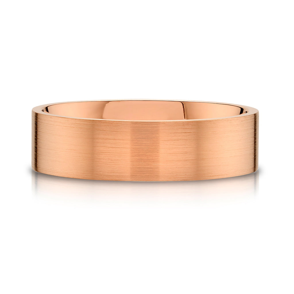 Flat Brushed Band in 14k Rose Gold (6mm)