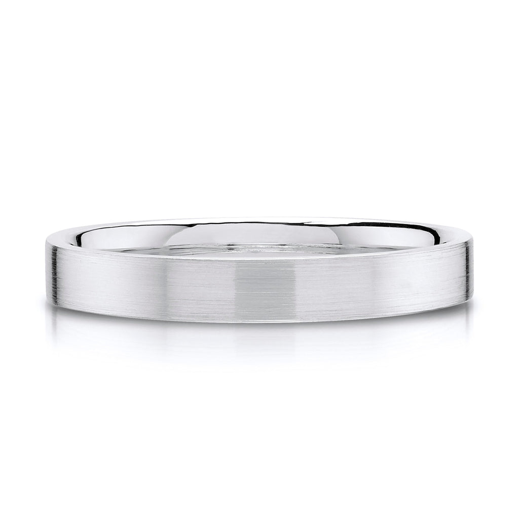 Flat Brushed Band in 14k White Gold (3mm)
