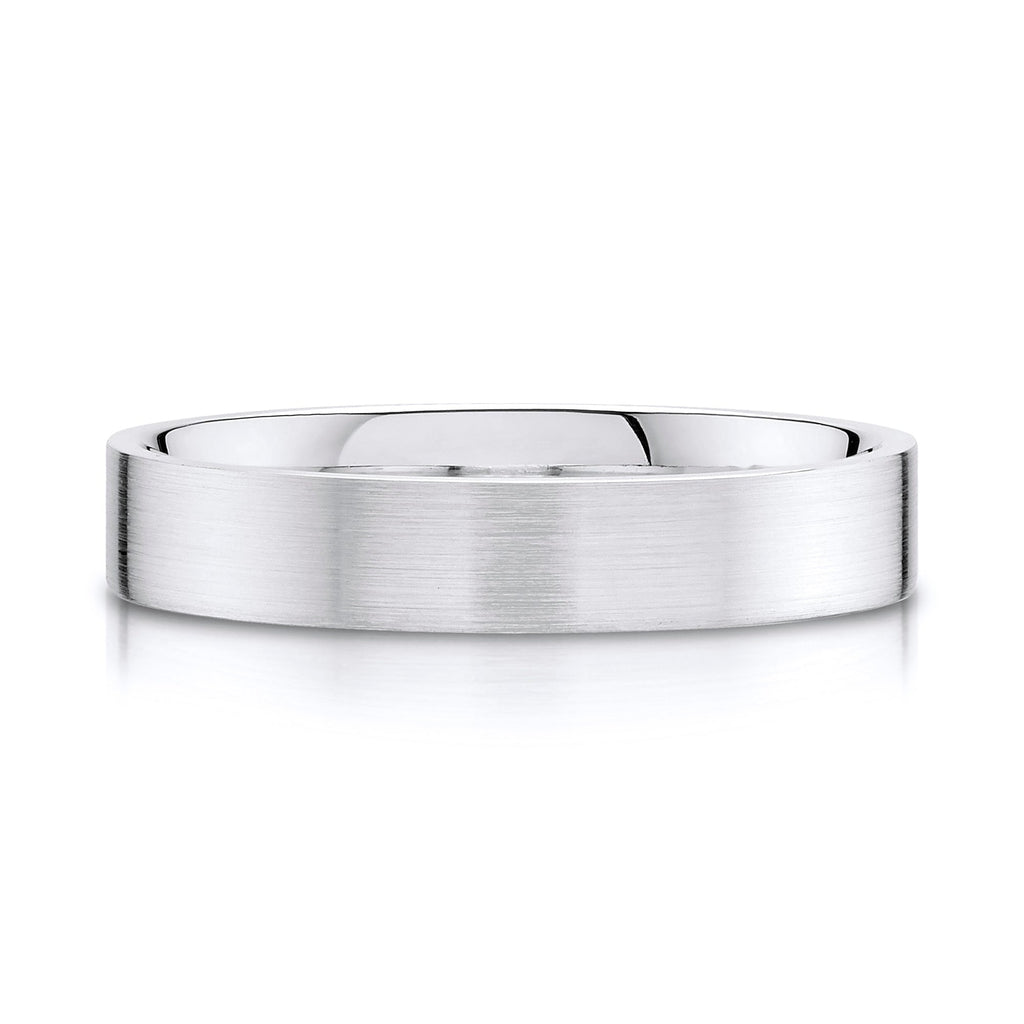 Flat Brushed Band in 14k White Gold (4mm)