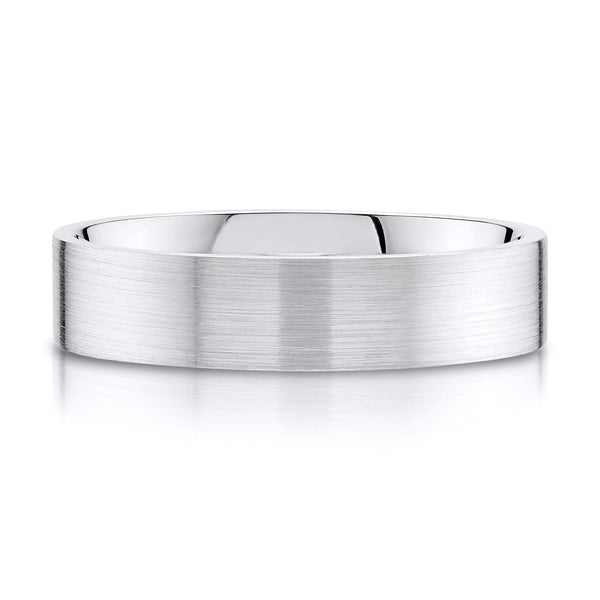 Flat Brushed Band in 14k White Gold (5mm)