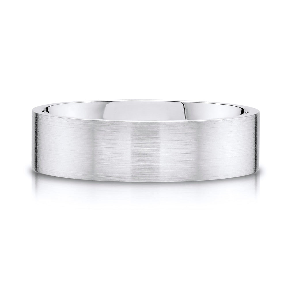 Flat Brushed Band in 14k White Gold (6mm)