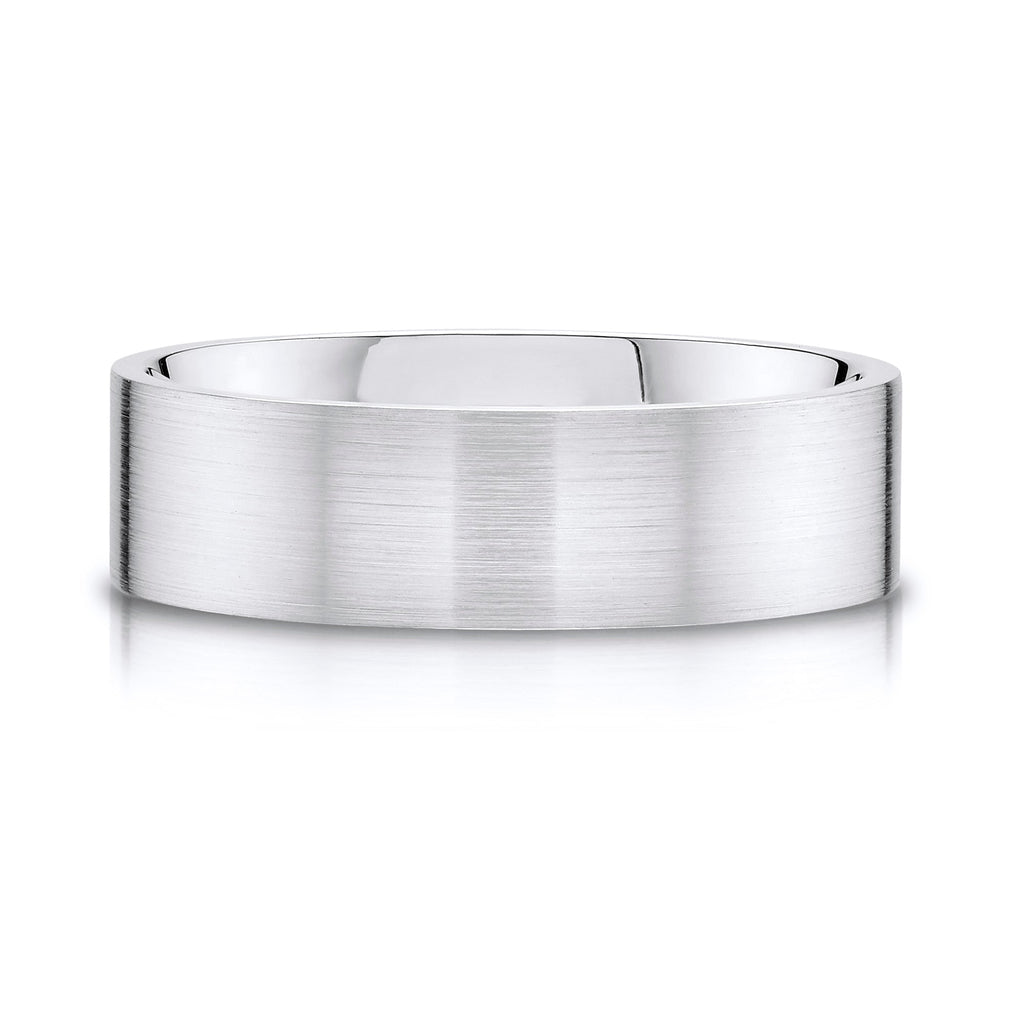 Flat Brushed Band in 14k White Gold (7mm)