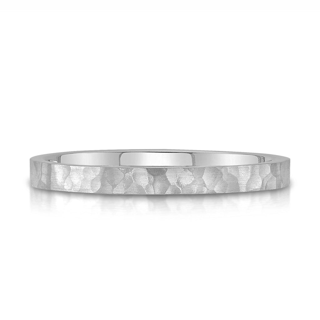 Flat Hammered Satin Band in Platinum (2mm)