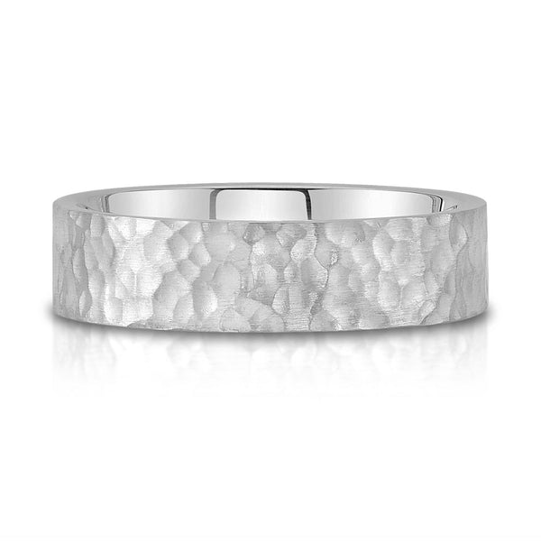 Flat Hammered Satin Band in Platinum (6mm)