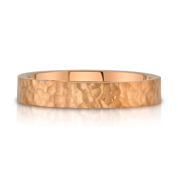 Flat Hammered Satin Band in 14k Rose Gold (4mm)