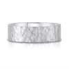 Flat Hammered Satin Band in 14k White Gold (7mm)