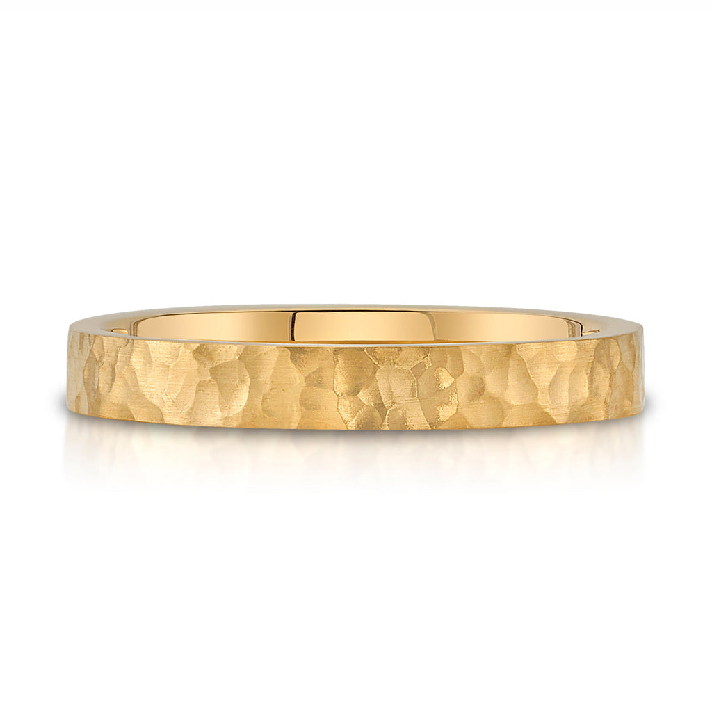 Flat Hammered Satin Band in 14k Yellow Gold (3mm)