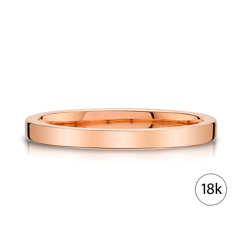 Flat Polished Band in 18k Rose Gold (2mm)