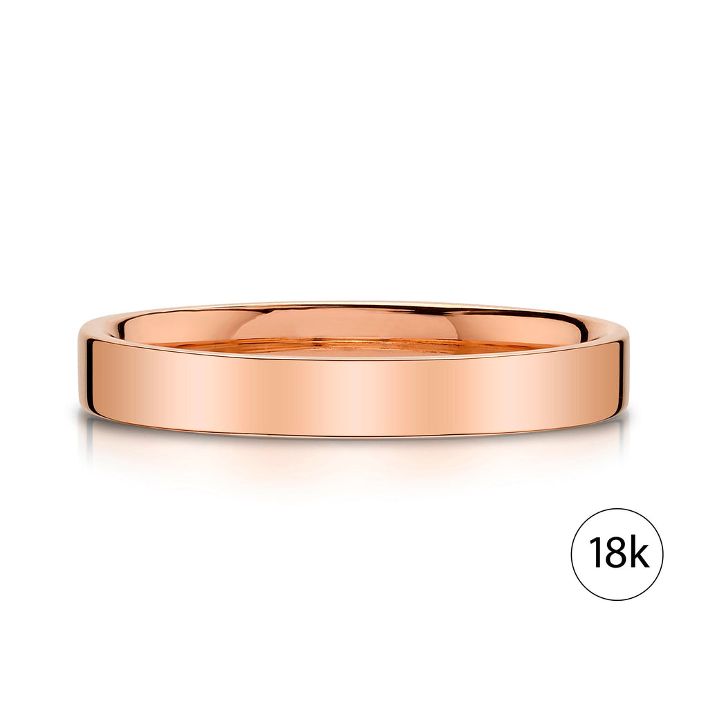 Flat Polished Band in 18k Rose Gold (3mm)