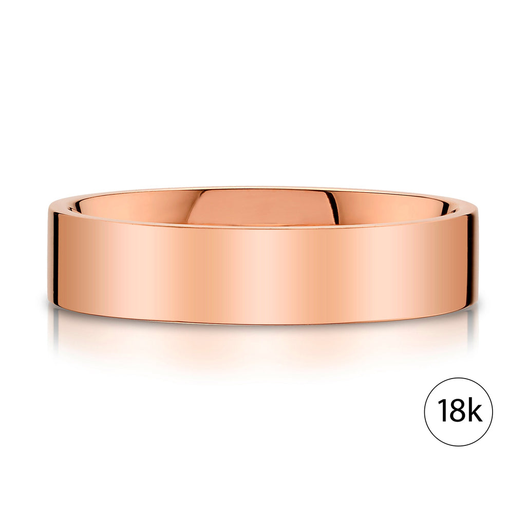 Flat Polished Band in 18k Rose Gold (5mm)