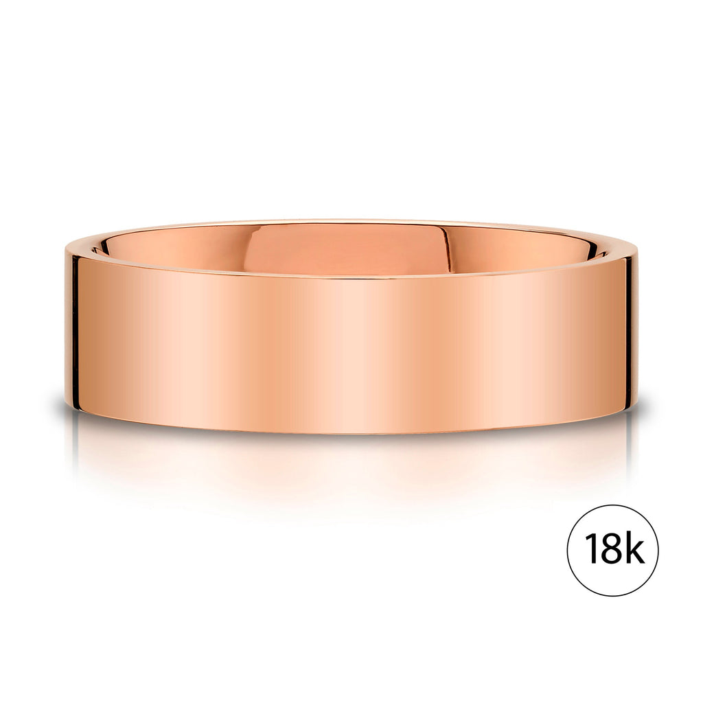 Flat Polished Band in 18k Rose Gold (7mm)