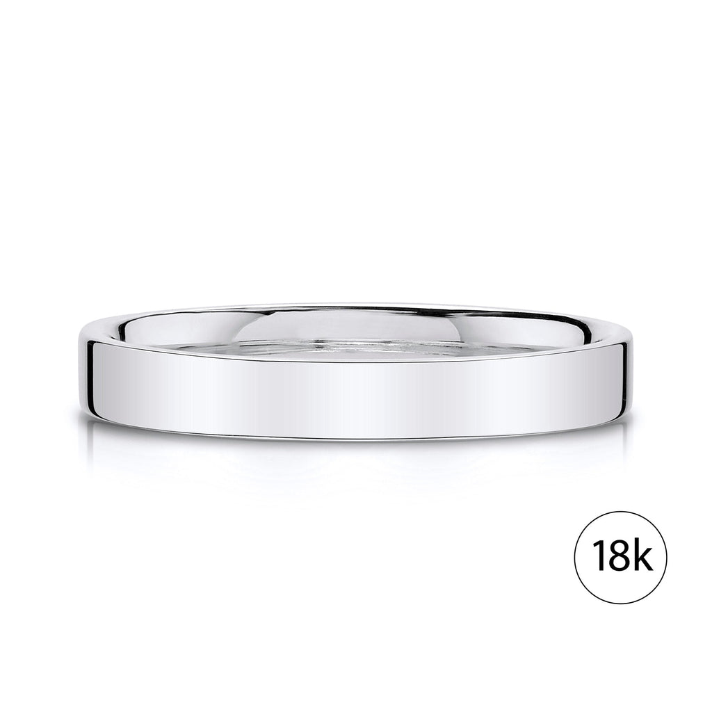 Flat Polished Band in 18k White Gold (3mm)