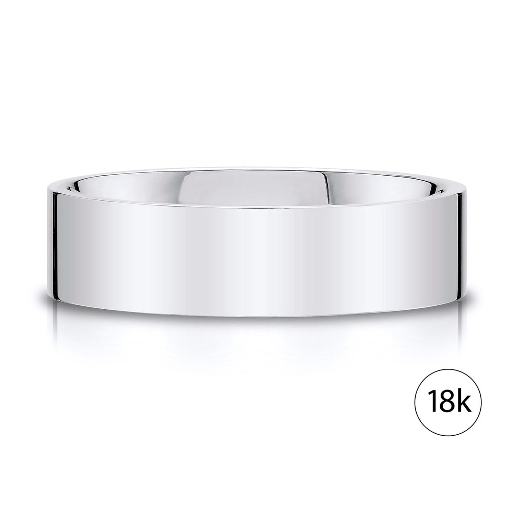 Flat Polished Band in 18k White Gold (6mm)