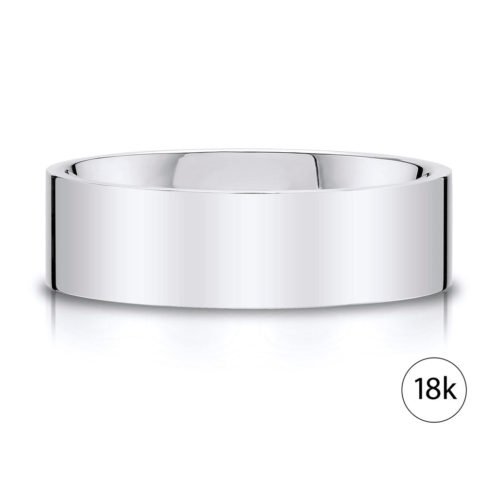 Flat Polished Band in 18k White Gold (8mm)