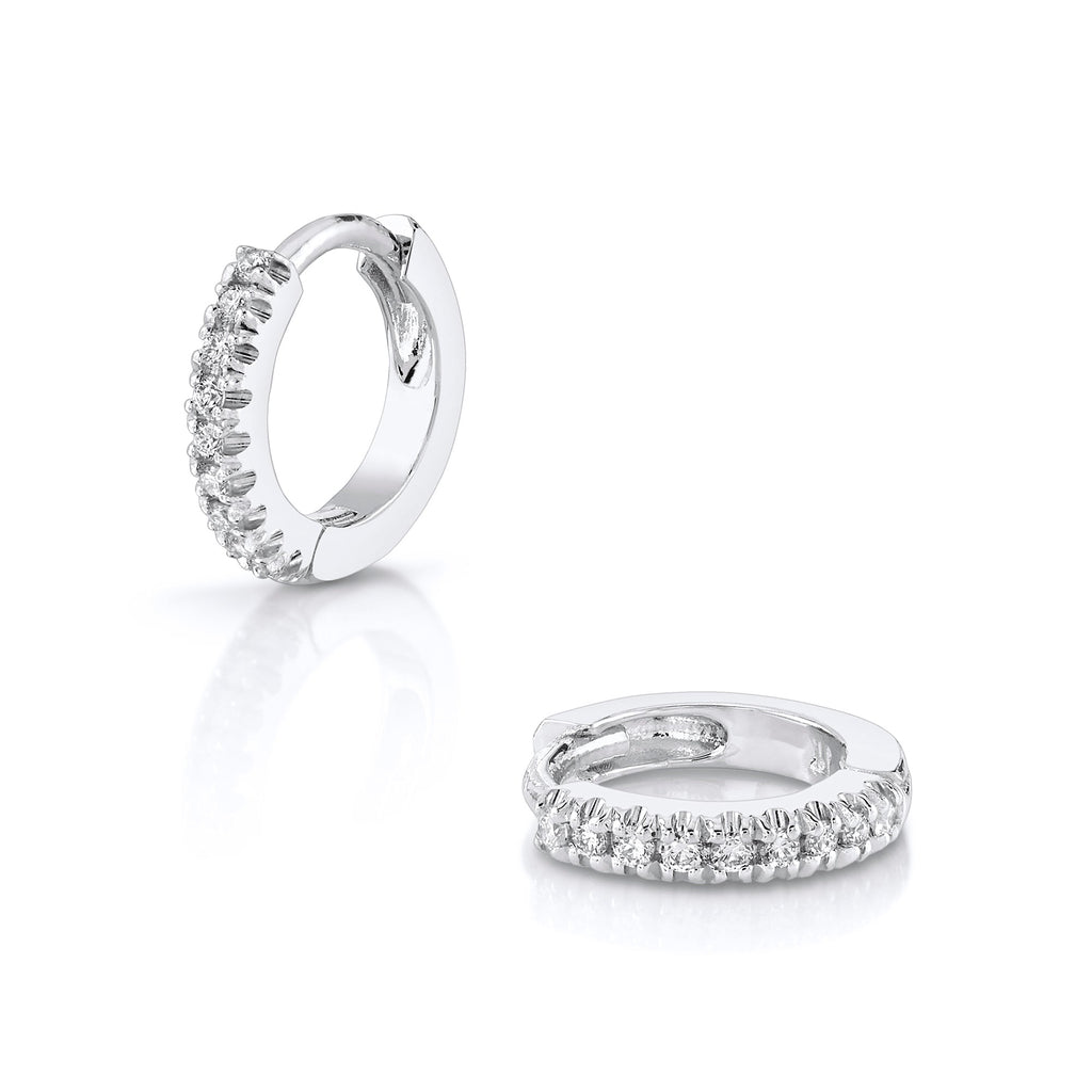 Diamond Huggies in White Gold