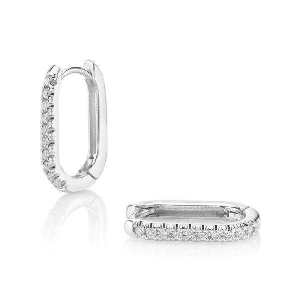 Elongated Diamond Hoops in White Gold
