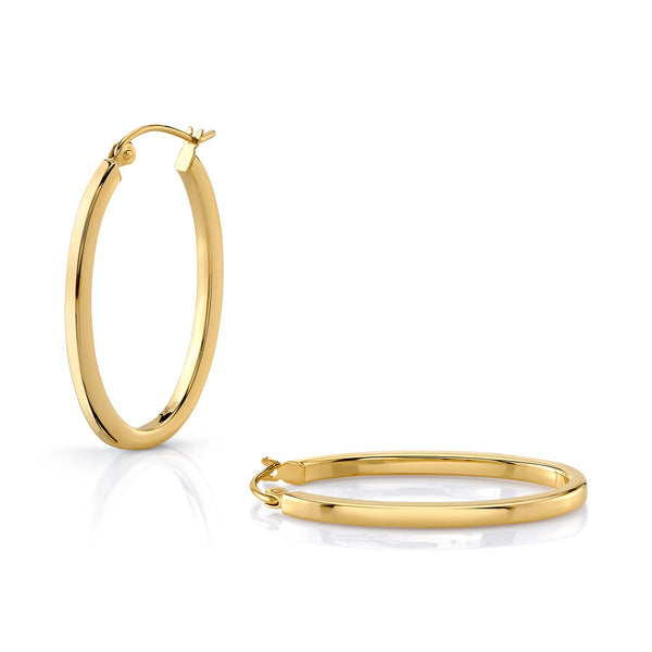 Square Tube Hoops in Yellow Gold