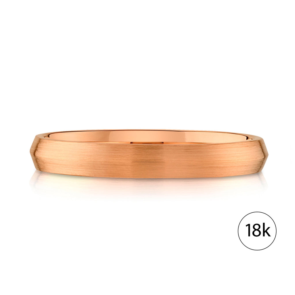 Knife Edge Brushed Band in 18k Rose Gold (3mm)