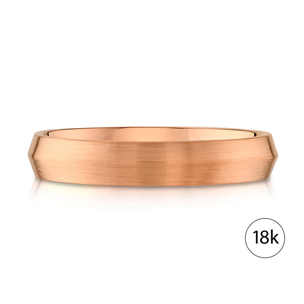 Knife Edge Brushed Band in 18k Rose Gold (4mm)