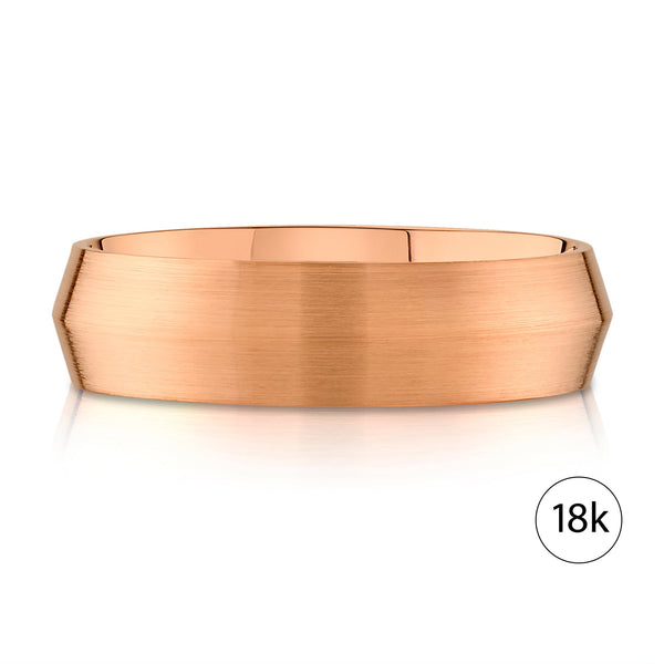 Knife Edge Brushed Band in 18k Rose Gold (6mm)