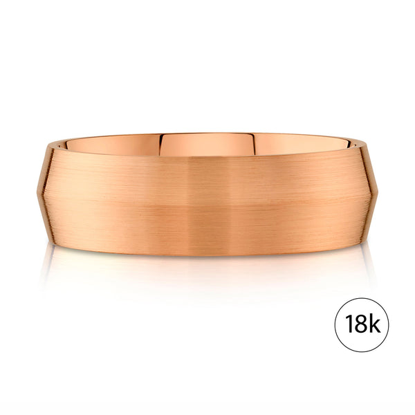 Knife Edge Brushed Band in 18k Rose Gold (7mm)