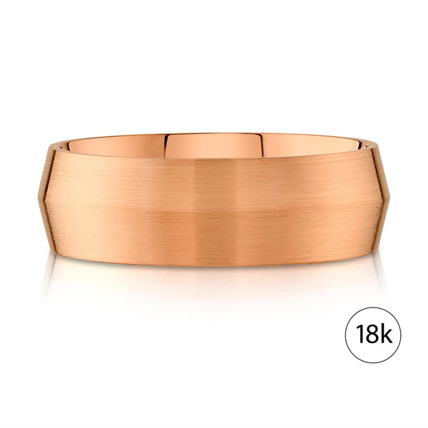 Knife Edge Brushed Band in 18k Rose Gold (8mm)