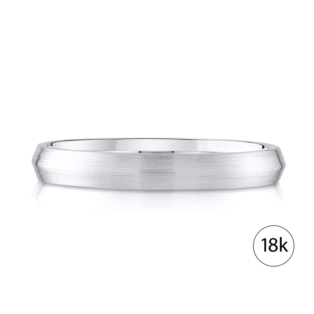 Knife Edge Brushed Band in 18k White Gold (3mm)