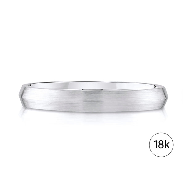 Knife Edge Brushed Band in 18k White Gold (3mm)