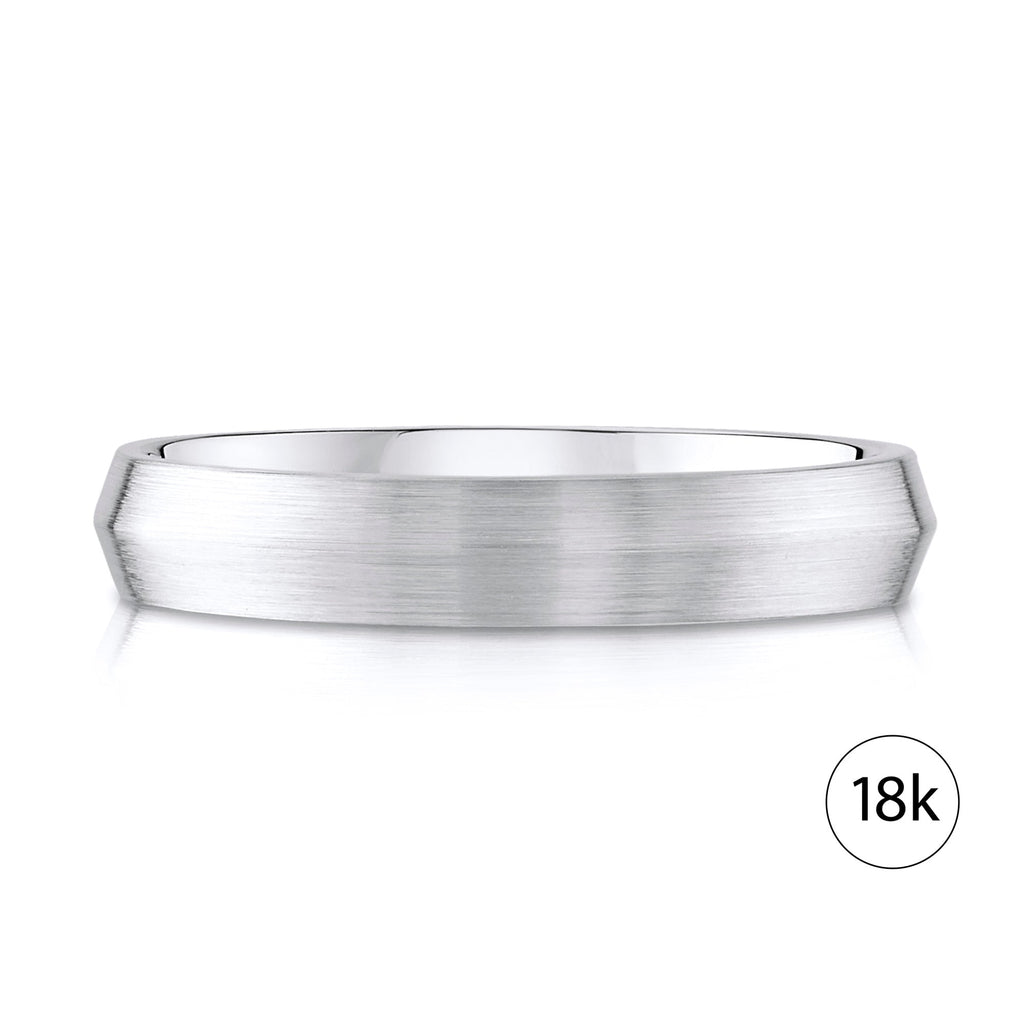 Knife Edge Brushed Band in 18k White Gold (4mm)