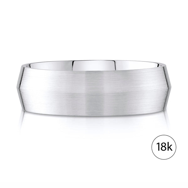 Knife Edge Brushed Band in 18k White Gold (7mm)