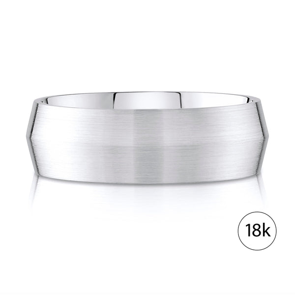 Knife Edge Brushed Band in 18k White Gold (8mm)