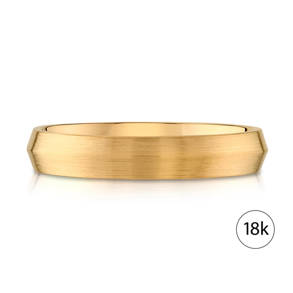 Knife Edge Brushed Band in 18k Yellow Gold (4mm)