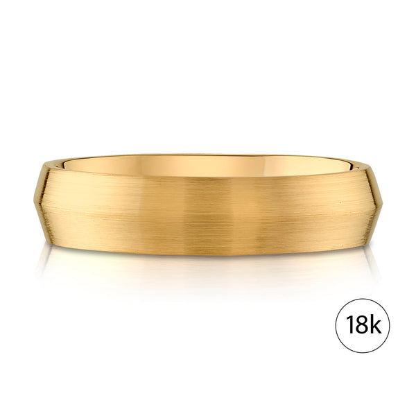 Knife Edge Brushed Band in 18k Yellow Gold (5mm)