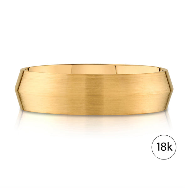 Knife Edge Brushed Band in 18k Yellow Gold (6mm)