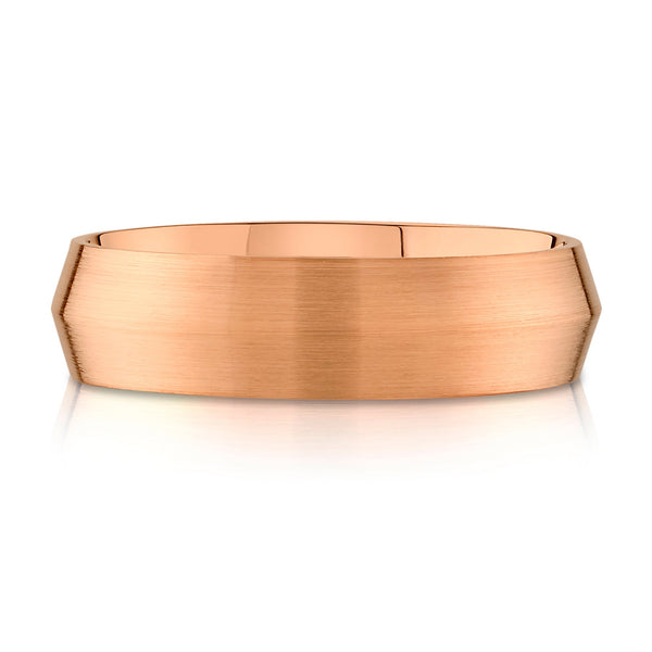 Knife Edge Brushed Band in 14k Rose Gold (6mm)