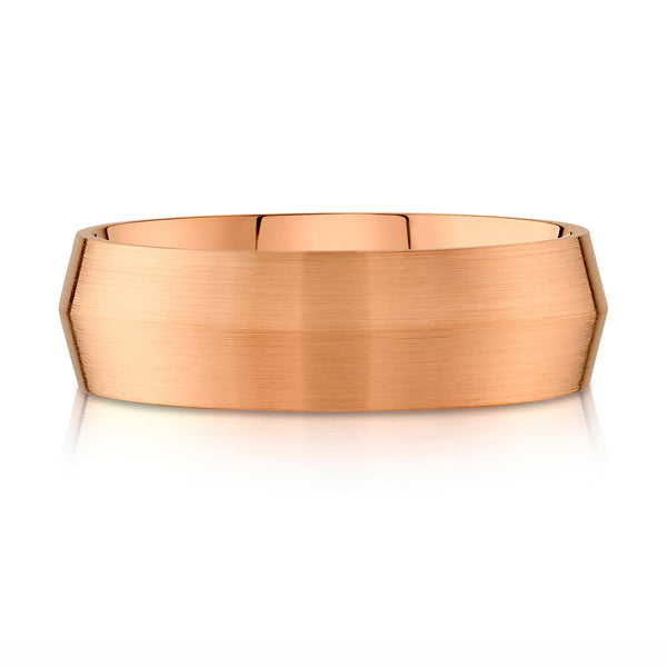 Knife Edge Brushed Band in 14k Rose Gold (7mm)