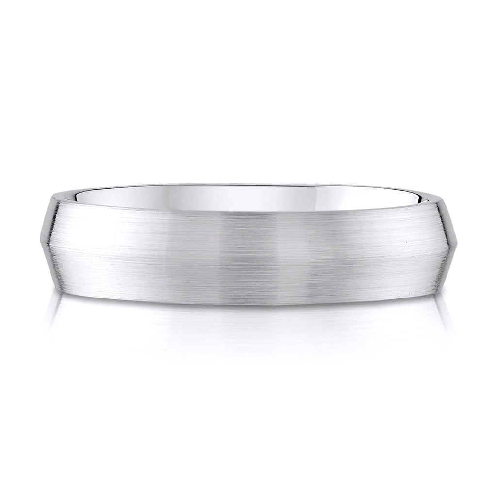 Knife Edge Brushed Band in 14k White Gold (5mm)
