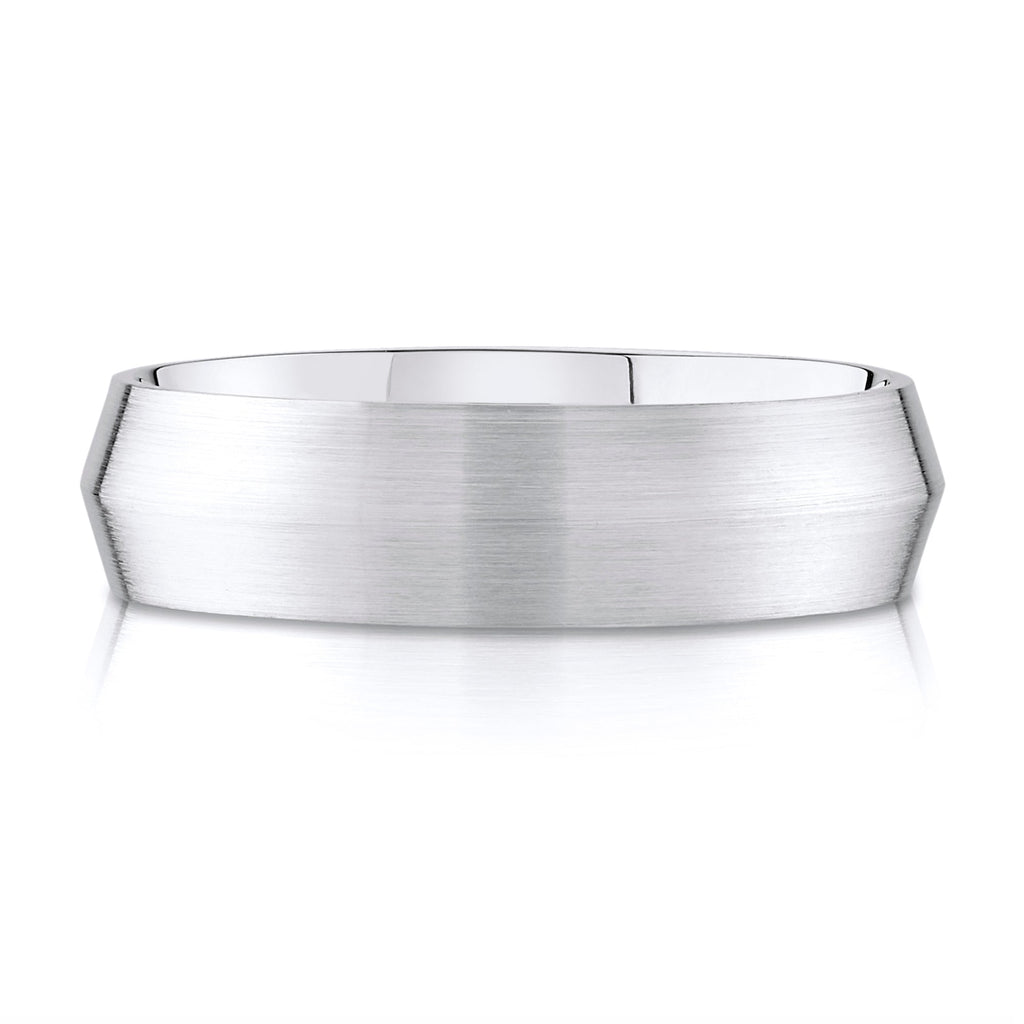 Knife Edge Brushed Band in 14k White Gold (6mm)