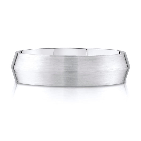 Knife Edge Brushed Band in 14k White Gold (6mm)