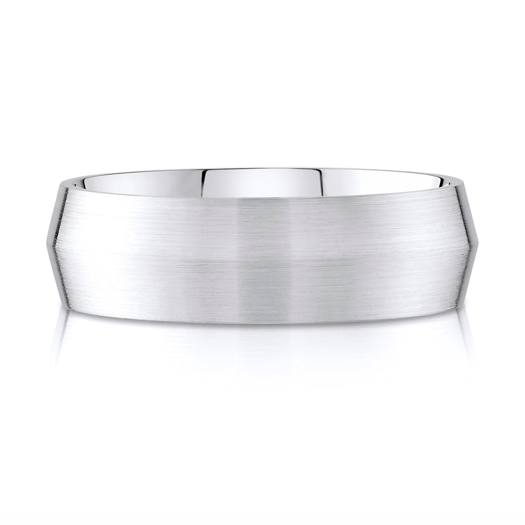 Knife Edge Brushed Band in 14k White Gold (7mm)