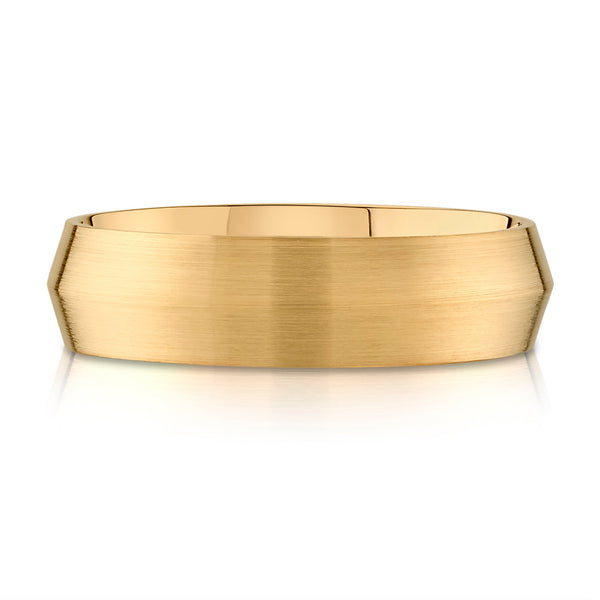 Knife Edge Brushed Band in 14k Yellow Gold (6mm)