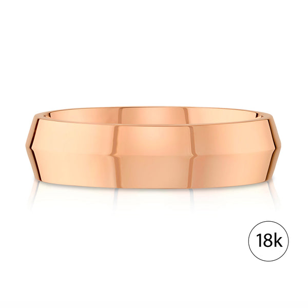 Knife Edge Polished Band in 18k Rose Gold (6mm)