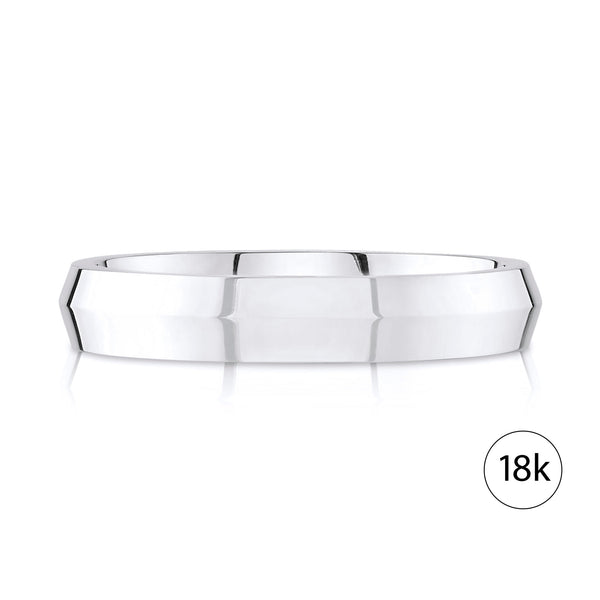 Knife Edge Polished Band in 18k White Gold (4mm)