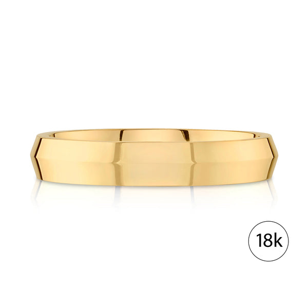 Knife Edge Polished Band in 18k Yellow Gold (4mm)