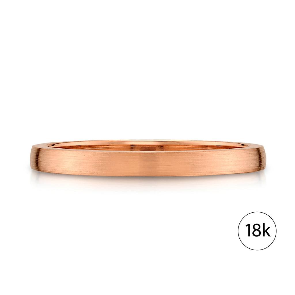 Low Dome Brushed Band in 18k Rose Gold (2mm)